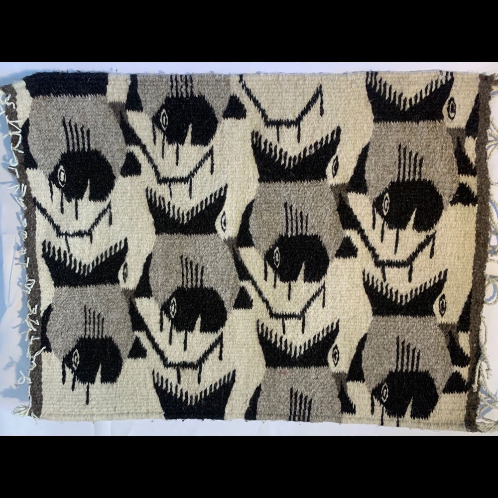 Small wool rug fish pattern